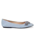 Karl Lagerfeld Paris Jeweled Point Toe Suede Flats