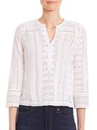 Rebecca Taylor Geometric Embroidered Gauze Top