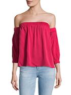 Milly Solid Off-the-shoulder Silk Top