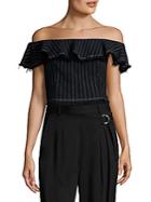 T By Alexander Wang T By Cotton Burlap Off-the-shoulder Cropped Top