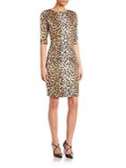 Carolina Herrera Cheetah-print Stretch Cotton Sheath Dress