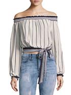 Lovers + Friends Cannes Striped Off-the-shoulder Top