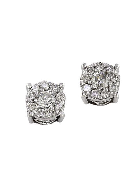 Effy Bouquet Diamond And 14k White Gold Stud Earrings