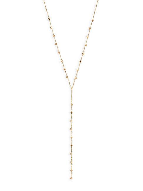 Saks Fifth Avenue Made In Italy 14k Yellow Gold Beaded Y-drop Necklace