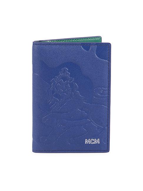 Mcm Embossed Lion Leather Card Holder