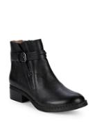 Gentle Souls By Kenneth Cole Buckled Leather Stacked Heel Booties/1.5