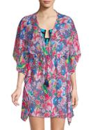 Tommy Bahama Floral-print V-neck Cover-up Top