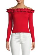 Valentino Off-the-shoulder Ruffled Sweater