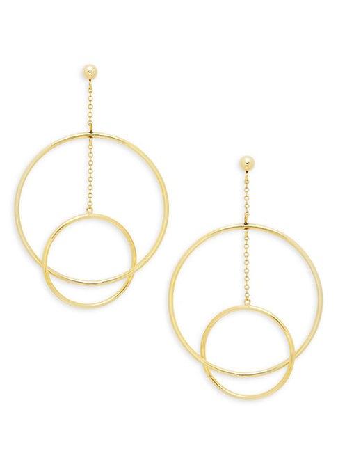 Saks Fifth Avenue 14k Gold Double-hoop Chain Drop Earrings