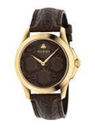 Gucci G-timeless Goldtone Stainless Steel Leather-strap Watch