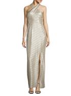 Laundry By Shelli Segal Metallic Halter Gown