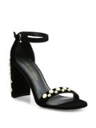 Stuart Weitzman Morepearls Studded Suede Ankle Strap Sandals
