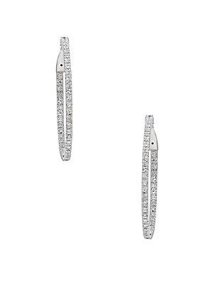 Diana M Jewels Diamond And 14k White Gold Hoop Earrings