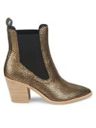 Dolce Vita Sabil Metallic Snake-embossed Leather Chelsea Boots