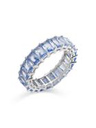 Sterling Forever Sterling Silver & Aquamarine-color Cubic Zirconia Baguette Eternity Ring