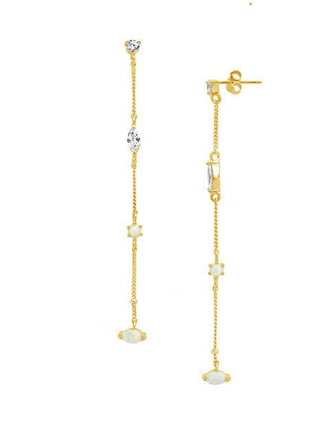 Sterling Forever 14k Gold & Sterling Silver Crystal Chain Drop Earrings