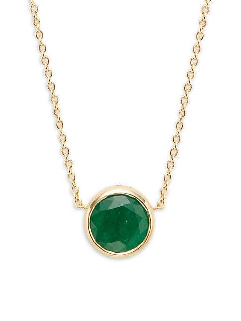 Effy Emerald & 14k Yellow Gold Pendant Necklace