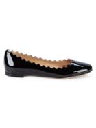 Chlo Scalloped Patent Leather Ballet Flats