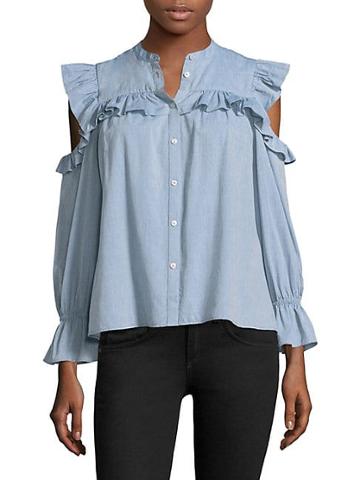 Joie Akari Cold-shoulder Ruffle Shirt