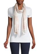 Vince Camuto Palm-print Fringed Scarf