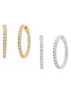 Jan-kou Cz Hoop Collection 14k Goldplated 2-piece Hoop Earrings Set
