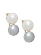 Saks Fifth Avenue 14k Gold & 7mm Two-tone Freshwater Pearl Earrings