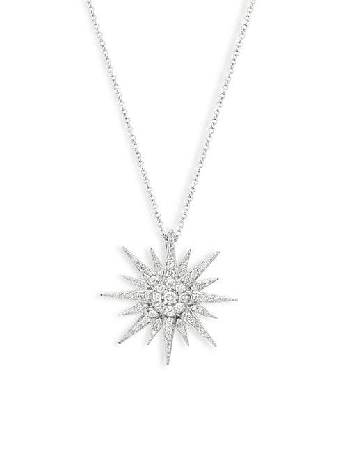 Effy 14k White Gold & White Diamond Starburst Pendant Necklace