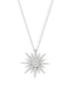 Effy 14k White Gold & White Diamond Starburst Pendant Necklace