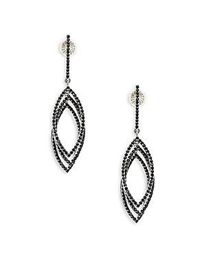 Bavna Black Spinel & Sterling Silver Drop Earrings