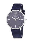 Bruno Magli Stainless Steel Analog Leather-strap Watch