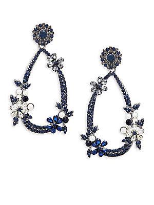 Saks Fifth Avenue Floral Crystal Dangle Drop Earrings
