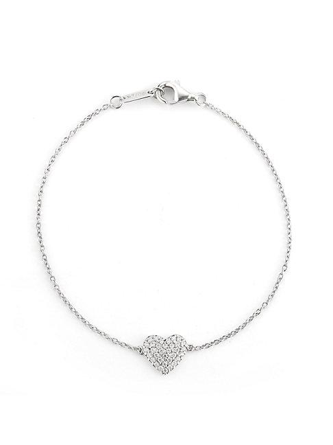 Nephora 14k White Gold & Diamond Heart Bracelet