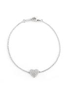 Nephora 14k White Gold & Diamond Heart Bracelet