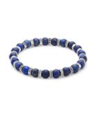Perepaix Stainless Steel & Blue Lapis Beaded Bracelet