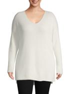 Lafayette 148 New York Ribbed V-neck Wool & Cashmere Sweater