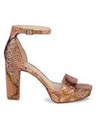 Vince Camuto Snakeskin-print Leather Ankle-strap Sandals
