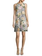 Calvin Klein Floral-print Chiffon Trapeze Dress
