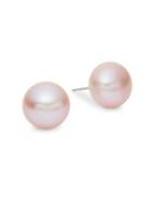Belpearl 10.5mm Pink Round Freshwater Pearl Stud Earrings
