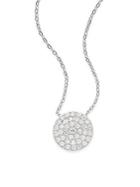 Saks Fifth Avenue Pav&eacute; Disc Pendant Necklace/silvertone