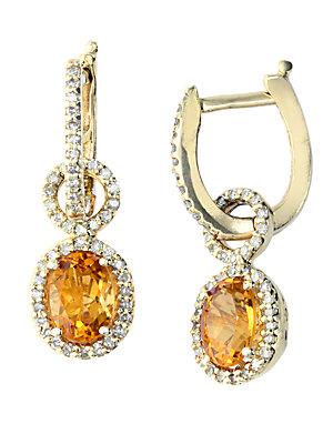 Effy 14kt. Yellow Gold Citrine And Diamond Drop Earrings
