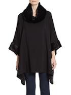 Saks Fifth Avenue Black Faux Fur Accented-jersey Poncho