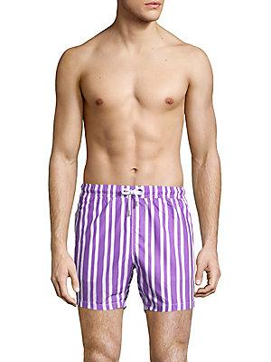 Bertigo Striped Elasticized-waist Swim Trunks