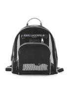Karl Lagerfeld Paris Metallic Trimmed Sheer Mesh Backpack