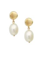 Saks Fifth Avenue 14k Yellow Gold & 7mm Oval Freshwater Pearl Drop Earrings