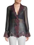 Valentino Lace-trimmed Silk Blend Top