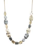 Alexis Bittar Two-tone & Crystal Medallion Station Long Necklace