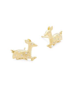 Temple St. Clair Yellow Gold & Diamond Deer Stud Earrings