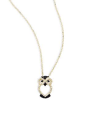 Kc Designs Diamond & 14k Yellow Gold Owl Pendant Necklace