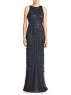 Theia Floral Sequined Gown