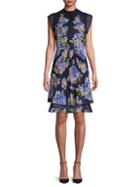 Abs Floral Pleated A-line Dress